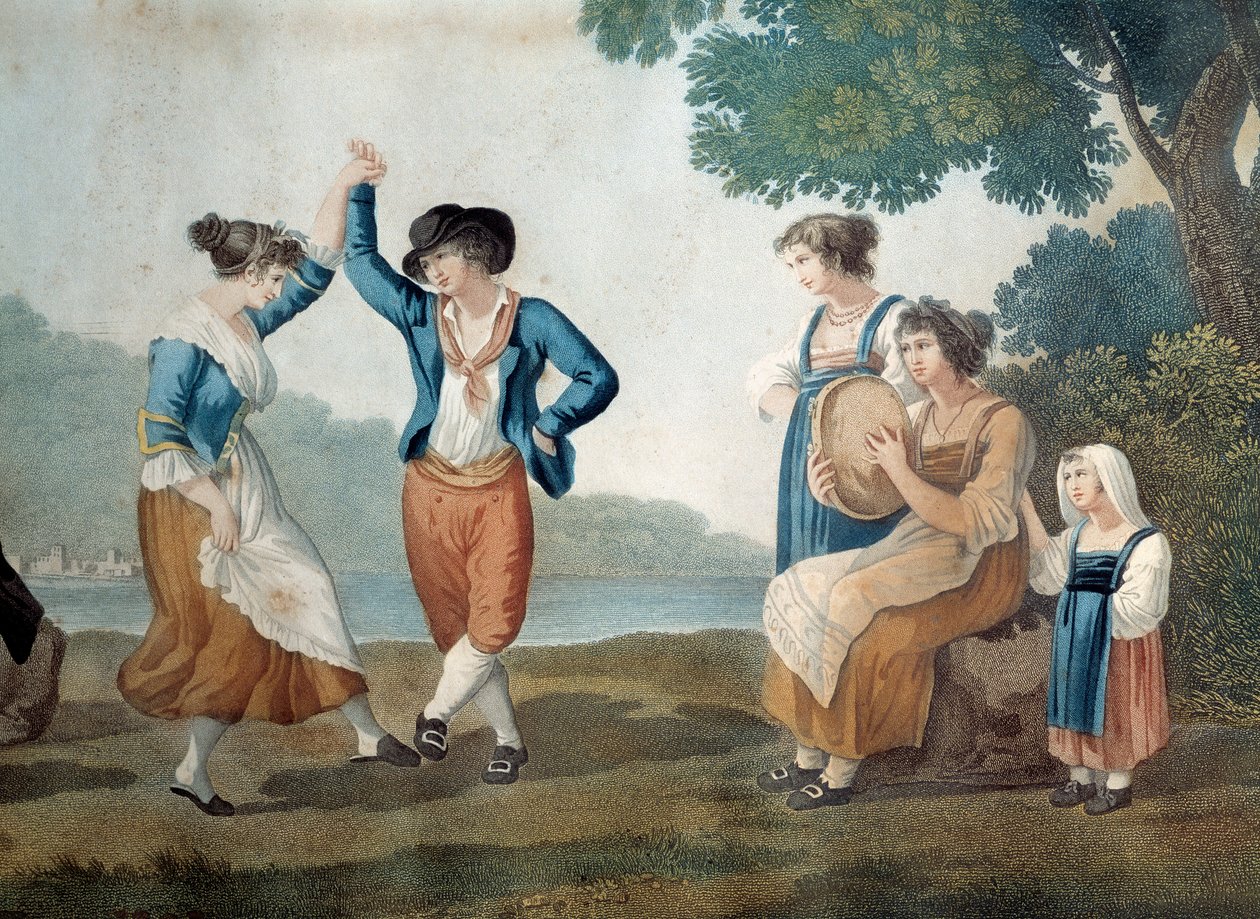 Dançarinos em Frascati, perto de Roma, Itália Pintura anónima de Unknown artist