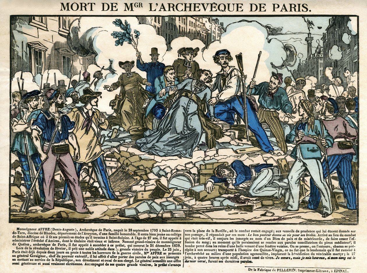 Morte de Denis Auguste Affre, arcebispo de Paris de Unknown artist
