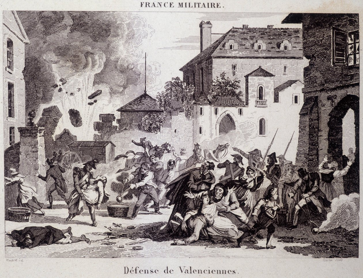 Defesa de Valenciennes (pelos Republicanos contra os Britânicos e os Austríacos em 1794). Gravura do século XIX. de Unknown artist