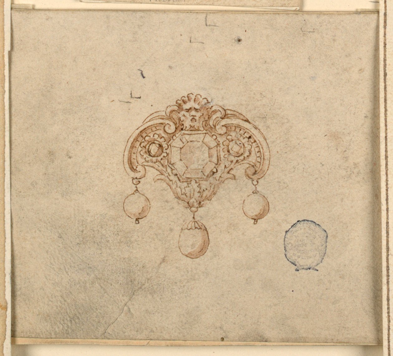 Design para broche com três diamantes de Unknown artist