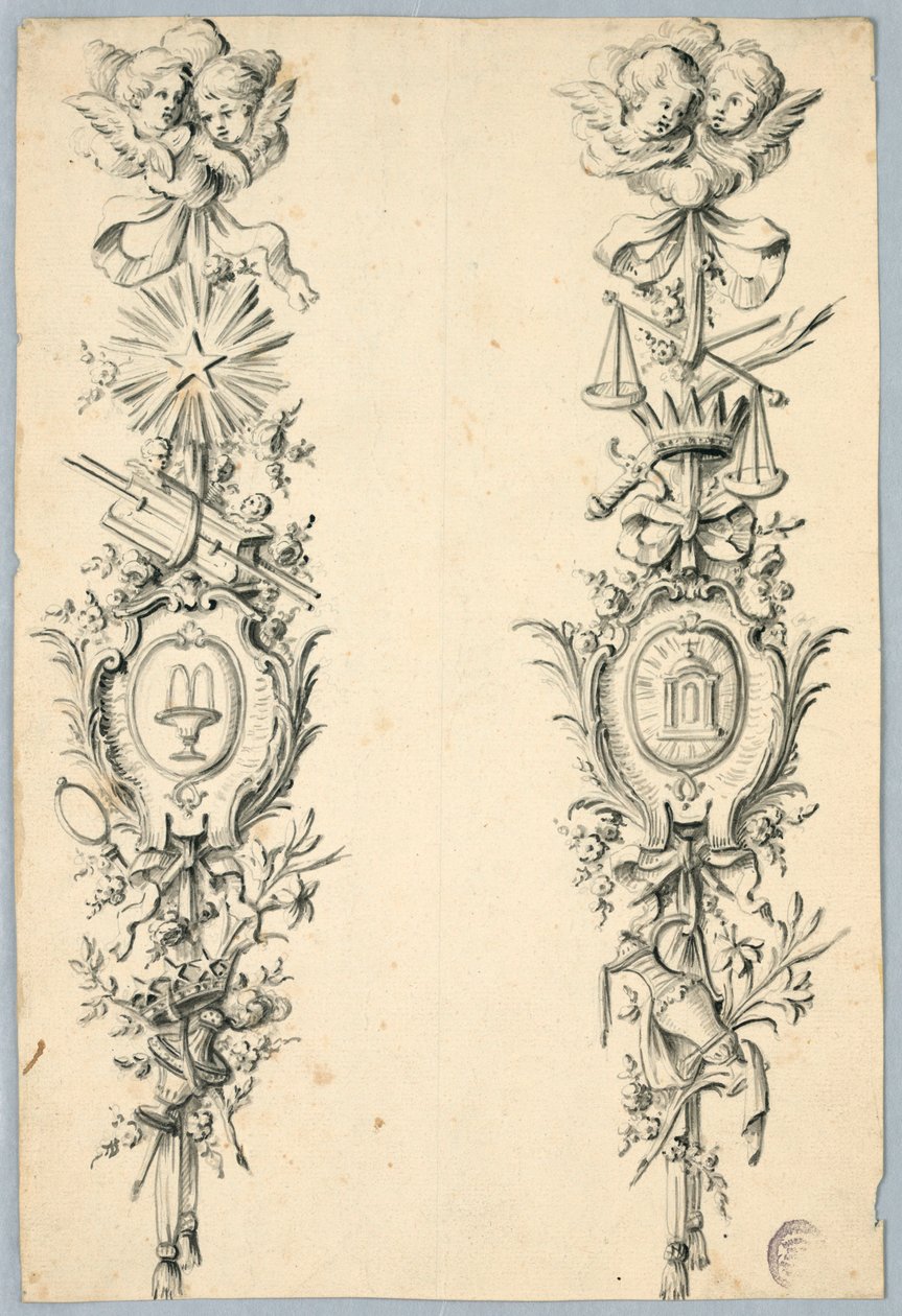 Design para dois troféus referentes à Virgem de Unknown artist