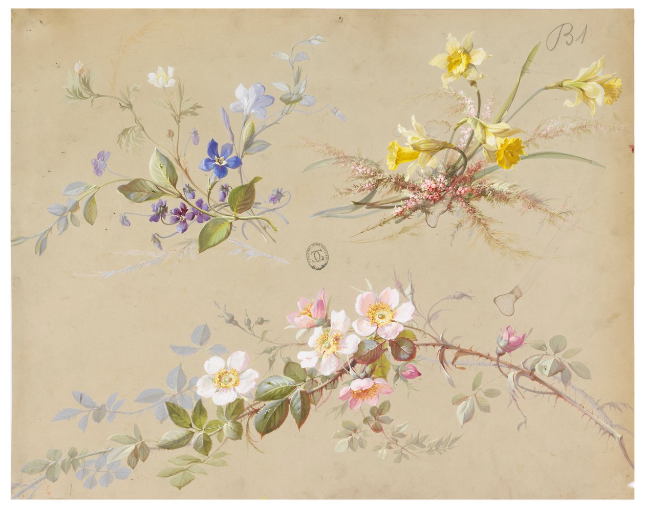 Design para papel de parede e têxtil: flores de Unknown artist