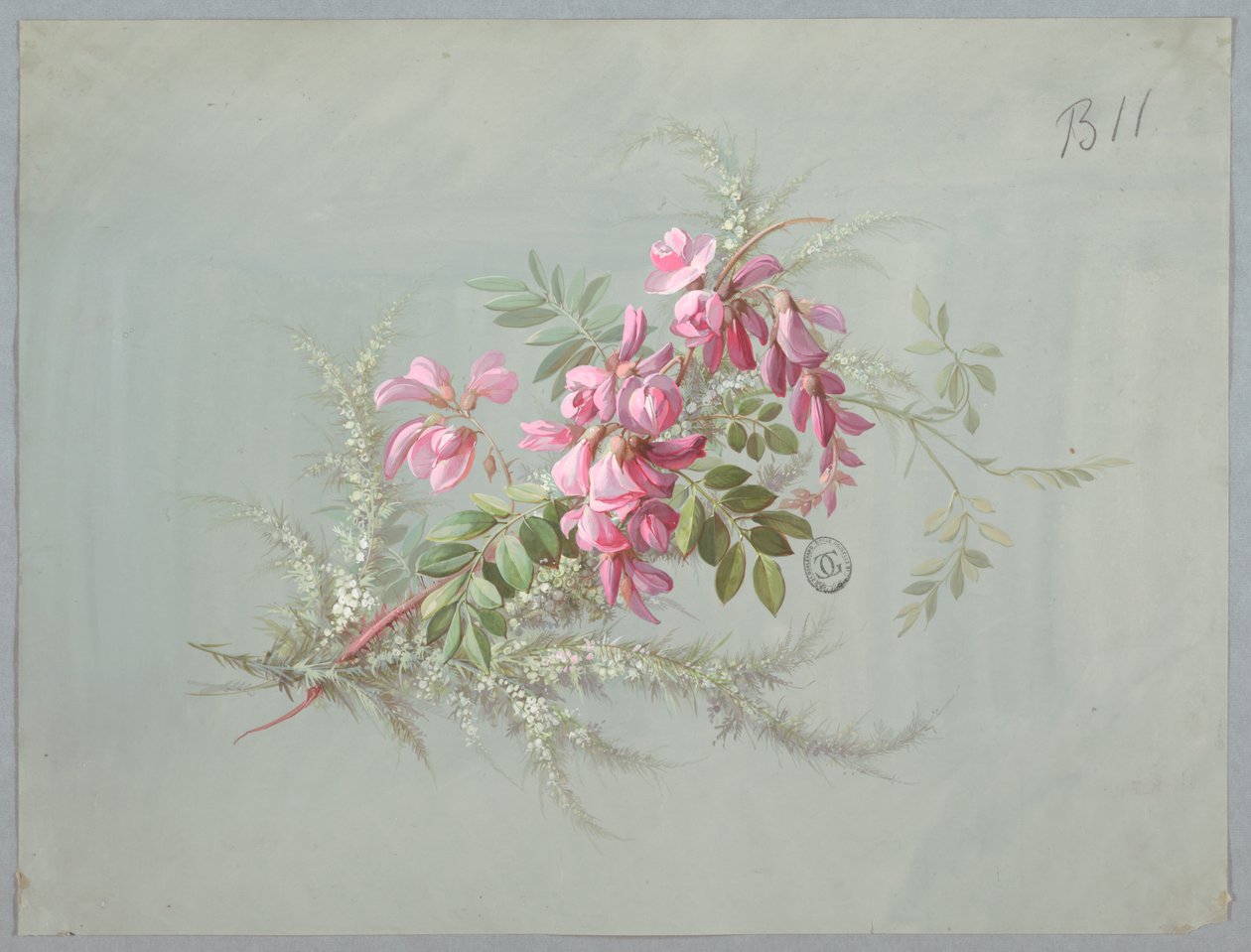 Design para papel de parede e têxtil: flores e pássaros de Unknown artist