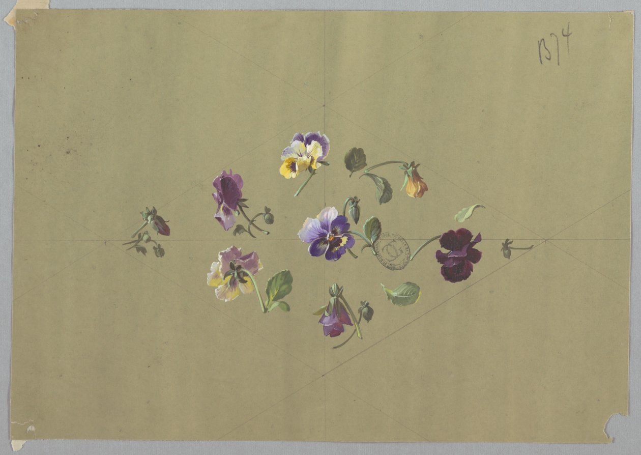 Design para papel de parede e têxteis: flores de Unknown artist