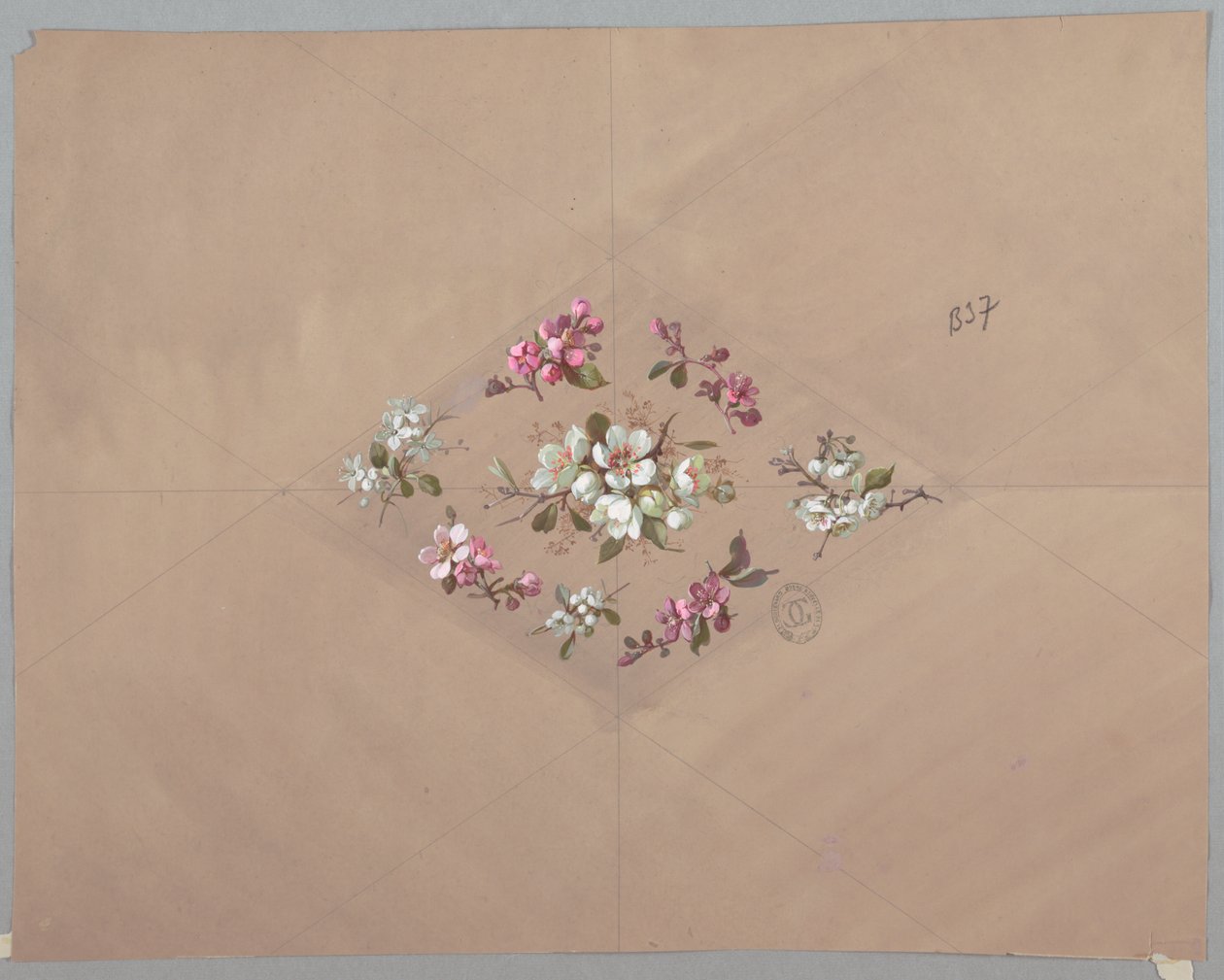 Design para papel de parede e têxteis: flores de Unknown artist