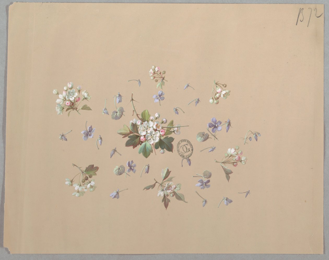 Design para papel de parede e têxteis: flores de Unknown artist
