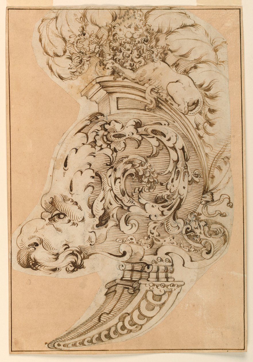 Projeto para um Burgonet decorativo de Unknown artist