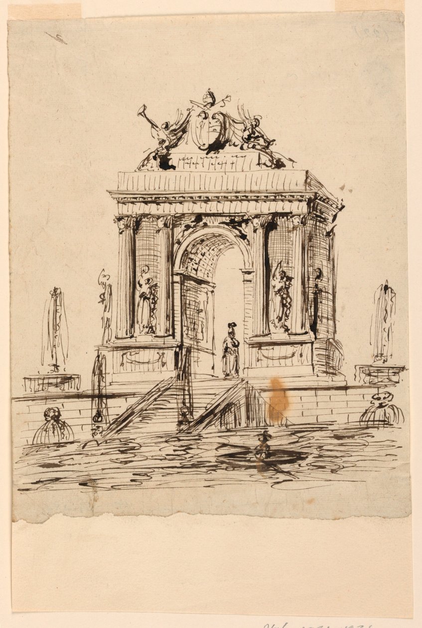 Projeto para uma fonte com o brasão de armas do Papa Gregório XVI de Unknown artist