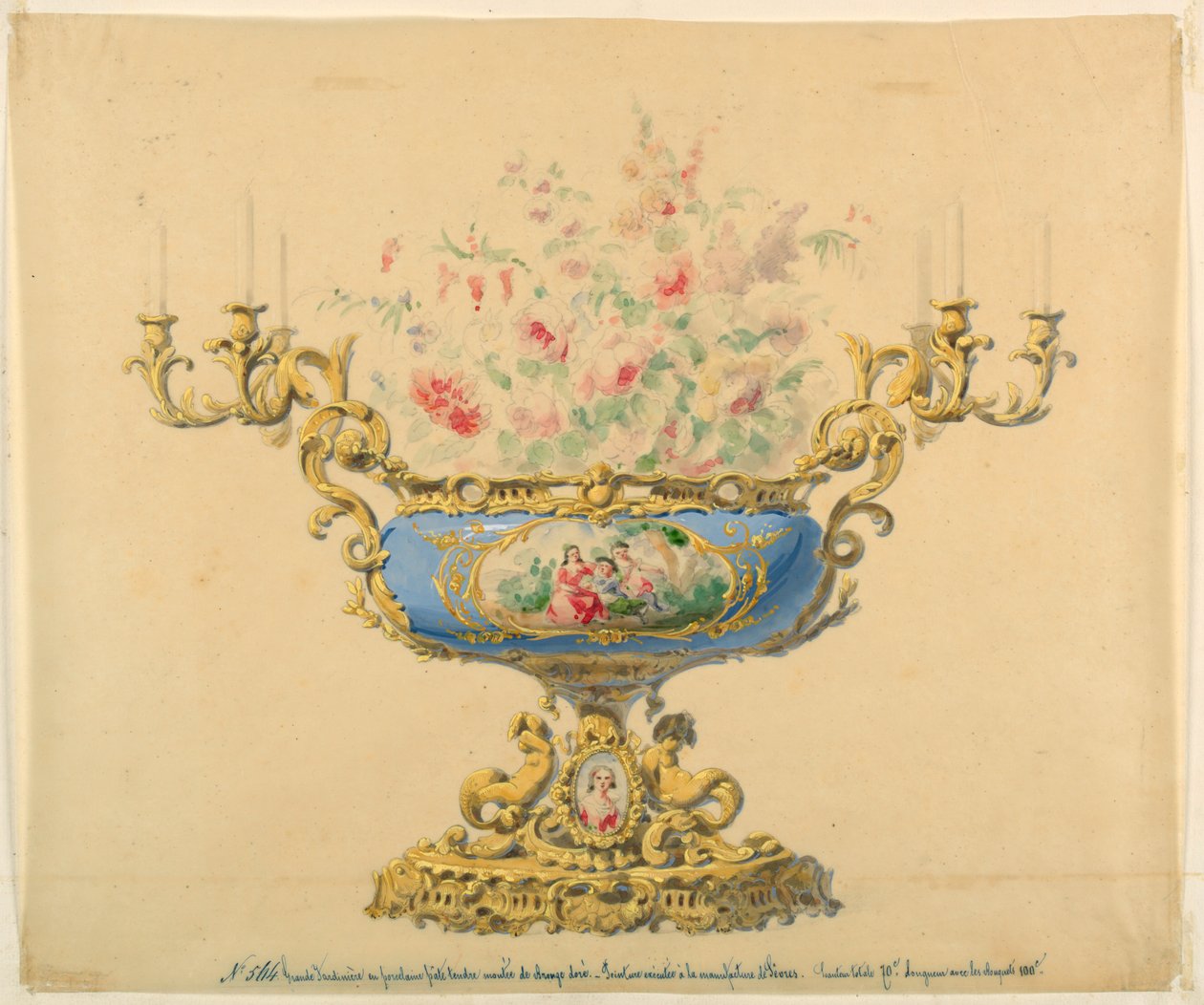 Projeto para uma jardineira e candelabro de Unknown artist