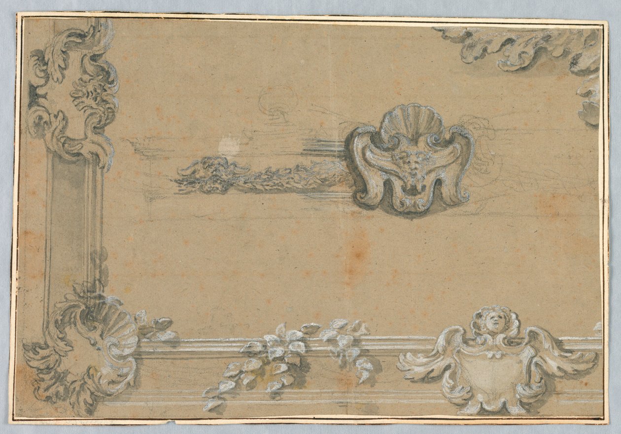 Projeto para a decoração de estuque de um teto de Unknown artist