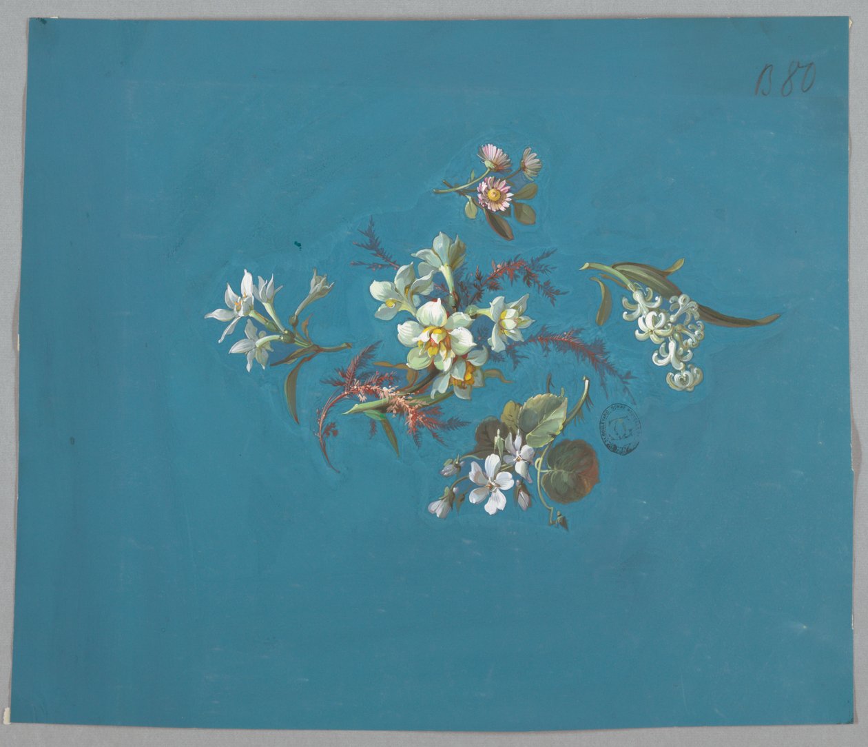Design para papel de parede e têxteis, flores de Unknown artist