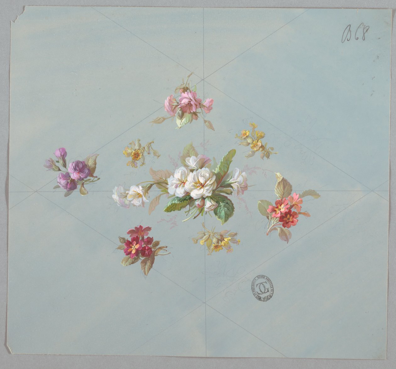 Designs para papel de parede e têxteis: flores de Unknown artist