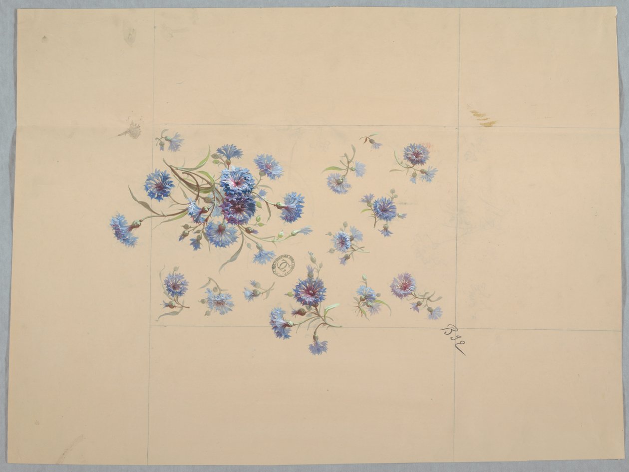Desenhos para papel de parede e têxteis: flores de Unknown artist