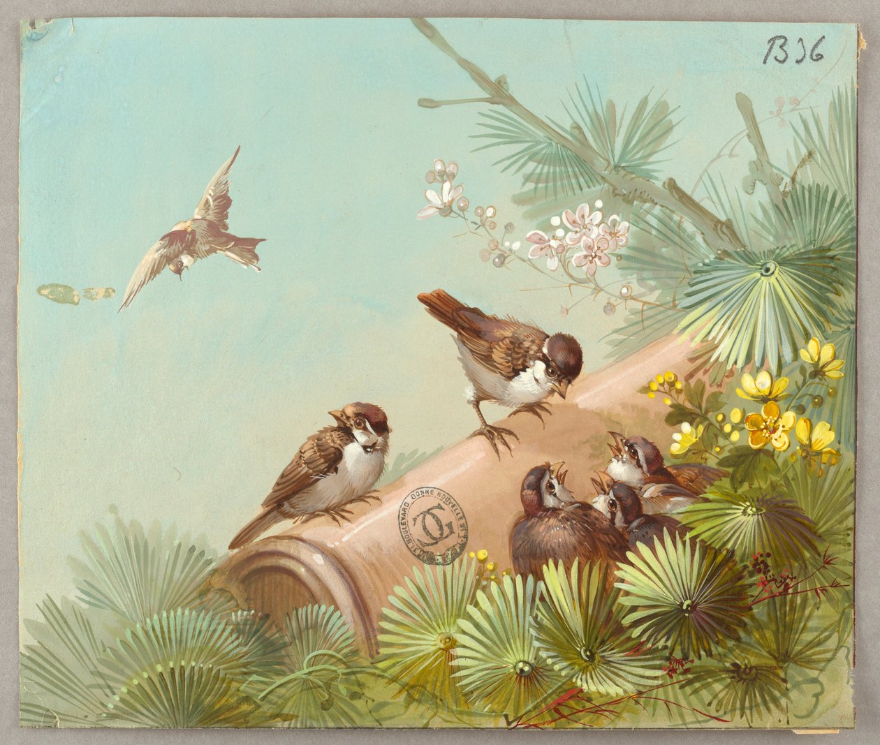 Designs para papel de parede e têxteis: flores e pássaros de Unknown artist
