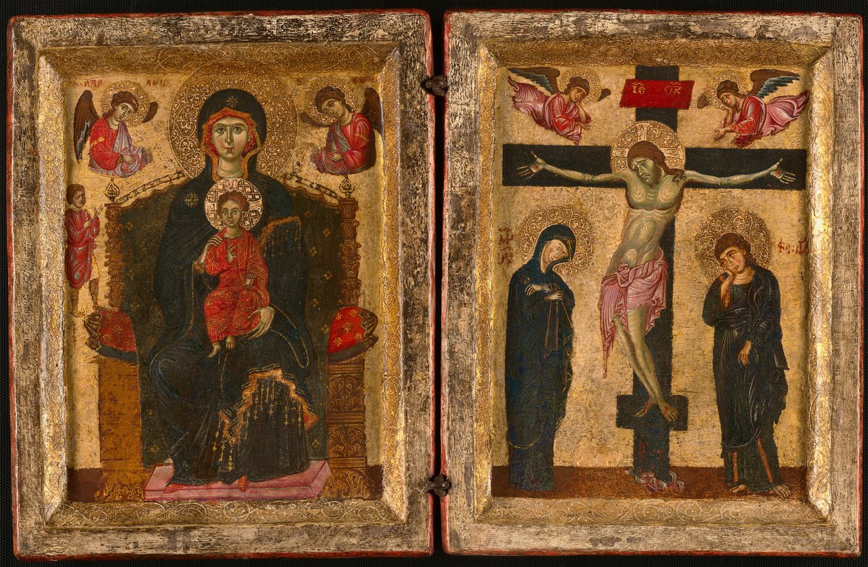 Díptico da Virgem com o Menino Entronizado e a Crucificação de Unknown artist