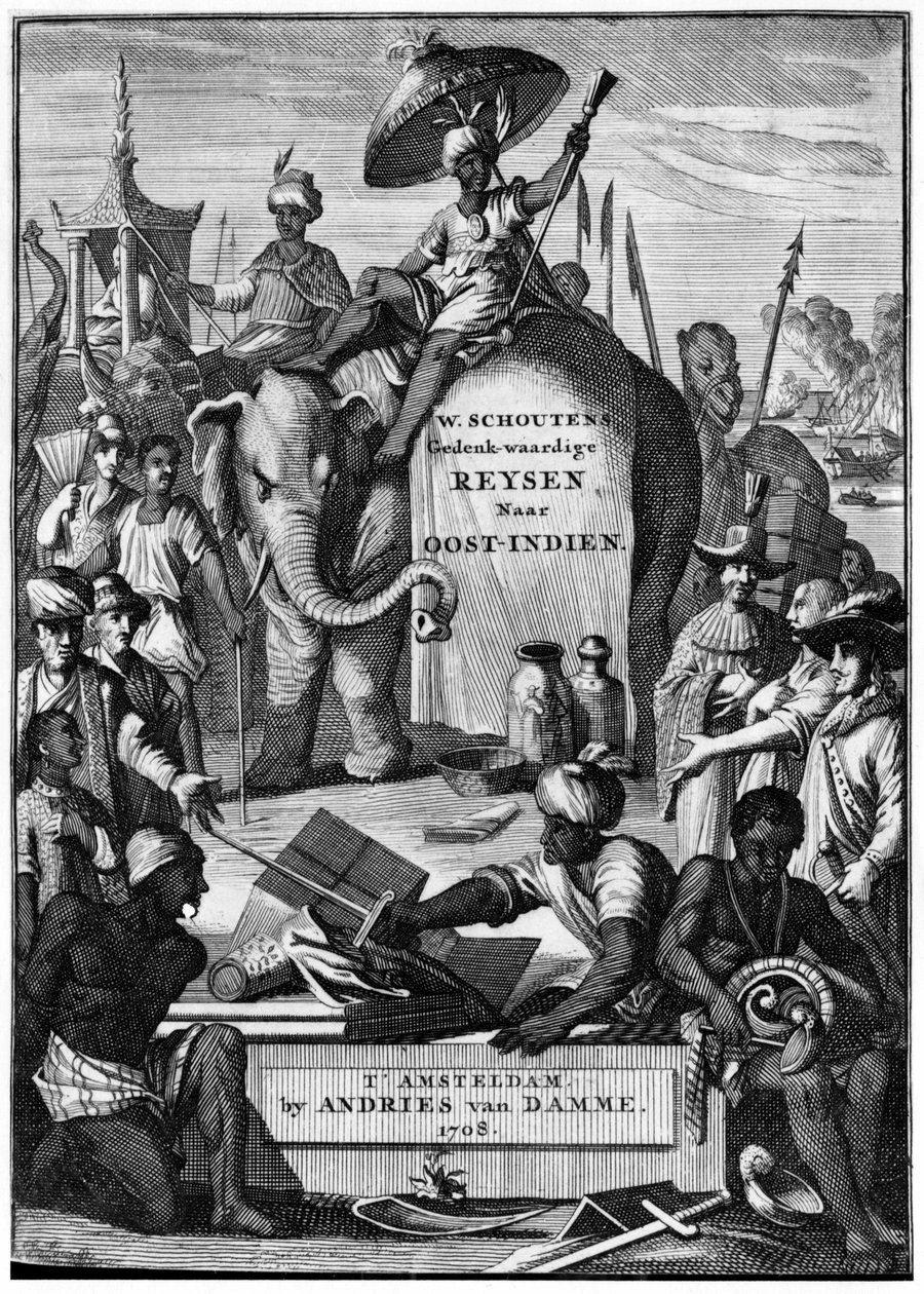 Descobertas da Índia: Viagens à Índia, frontispício, por Schoutens de Unknown artist