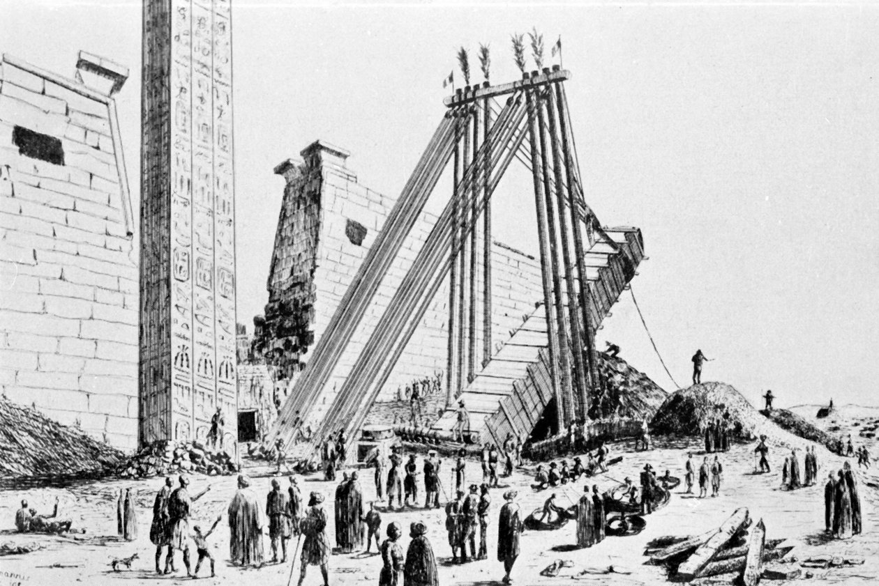 Deslocamento do obelisco de Luxor em 1829. de Unknown artist