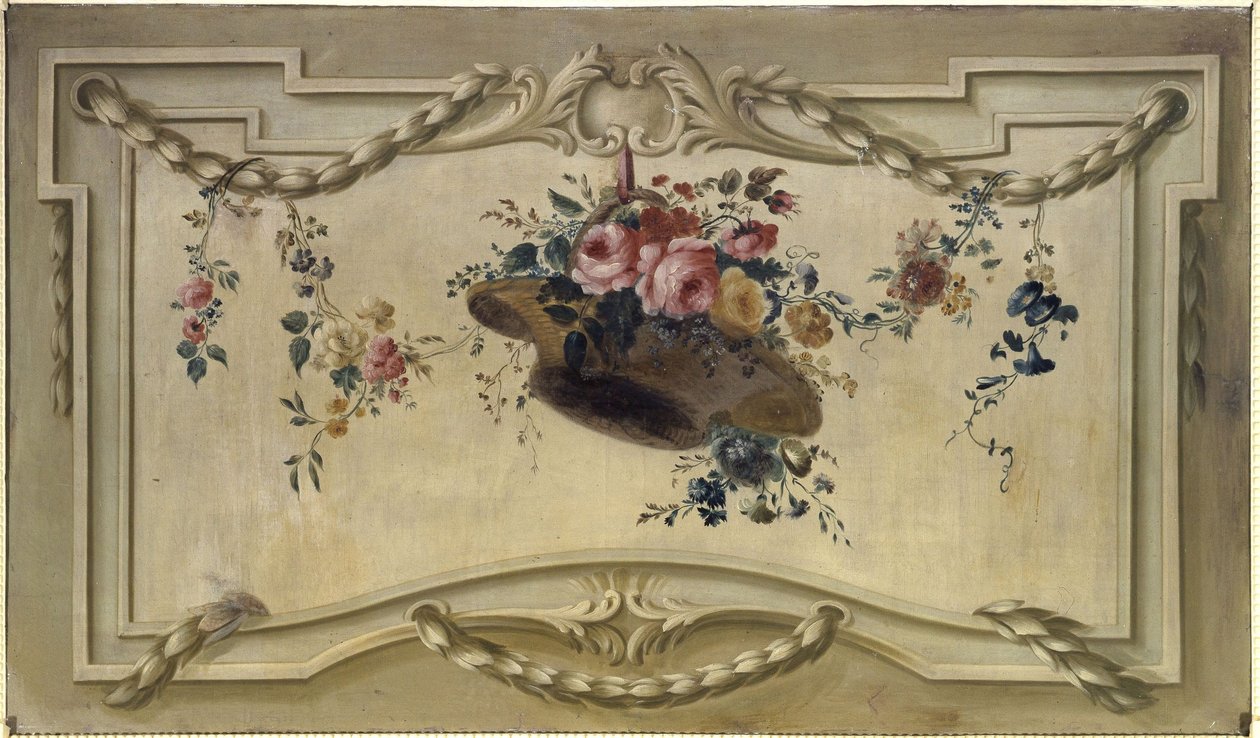 Sobreposição de porta: cesto de flores, entre 1769 e 1789 (óleo sobre tela) de Unknown artist