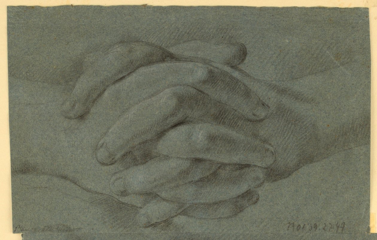 Desenho: Um estudo de mãos dobradas de Unknown artist