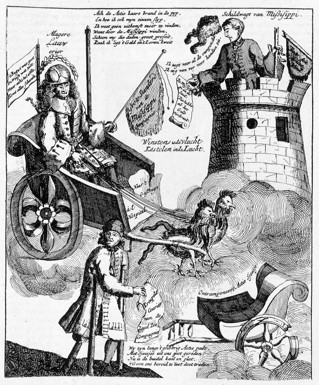 Impressão satírica holandesa contra John Law (1671-1729), sobre o caso Mississippi de Unknown artist