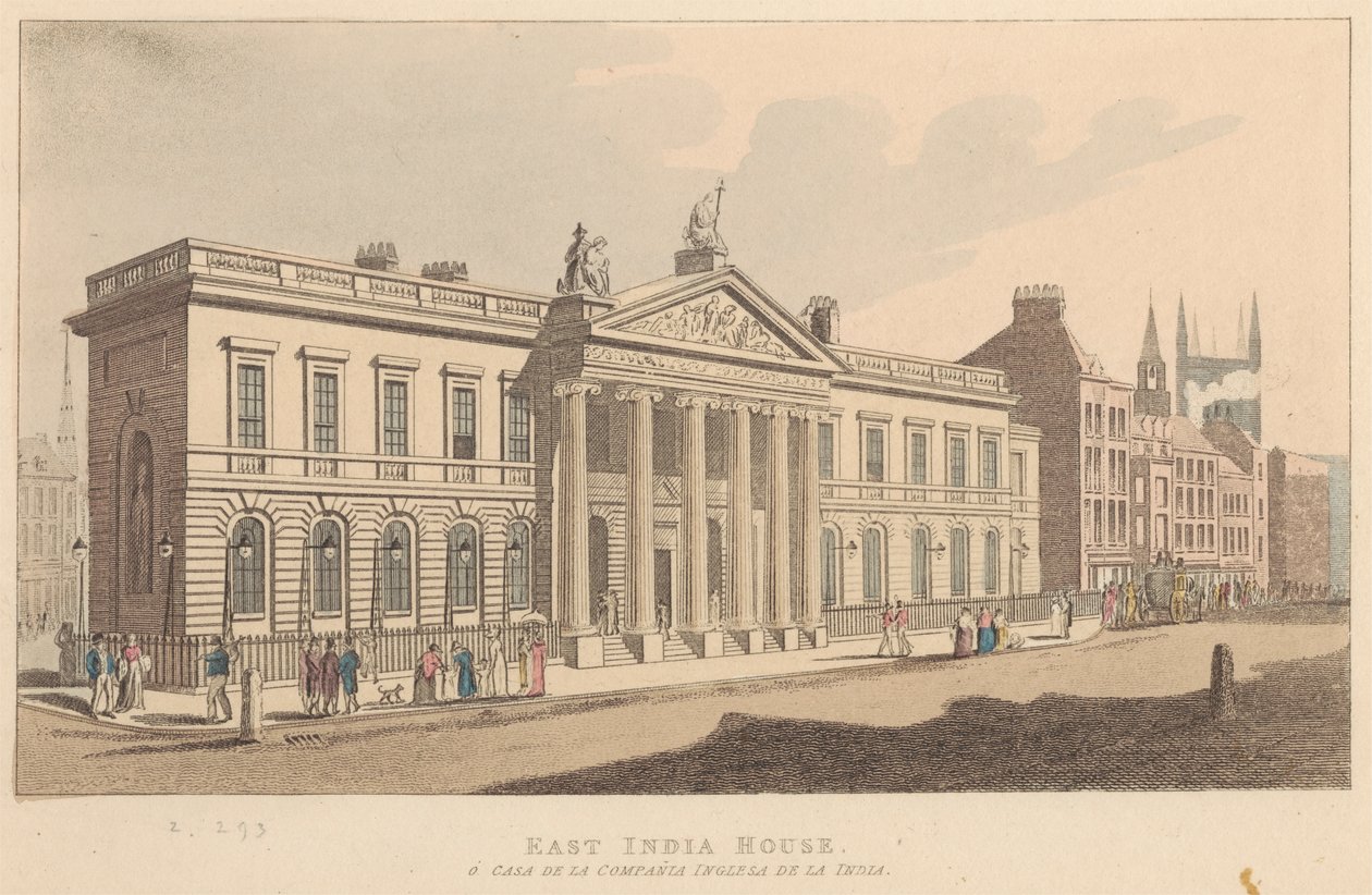 East India House, ou Casa das Índias Orientais da Companhia Inglesa da Índia de Unknown artist