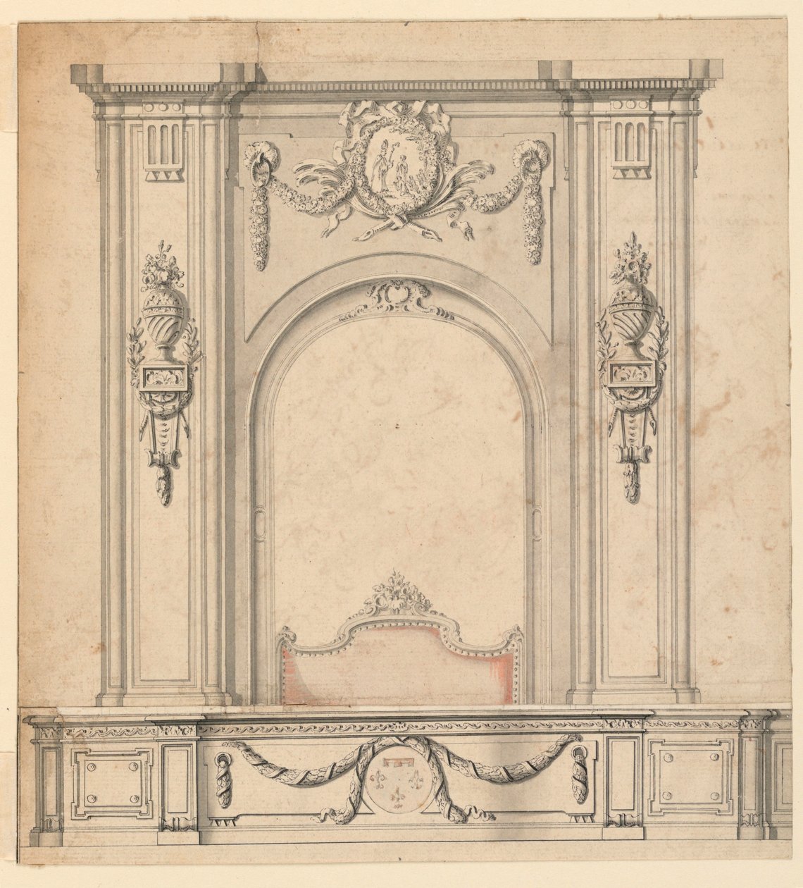 Elevação de uma alcova de cama para Philippe, Duc d