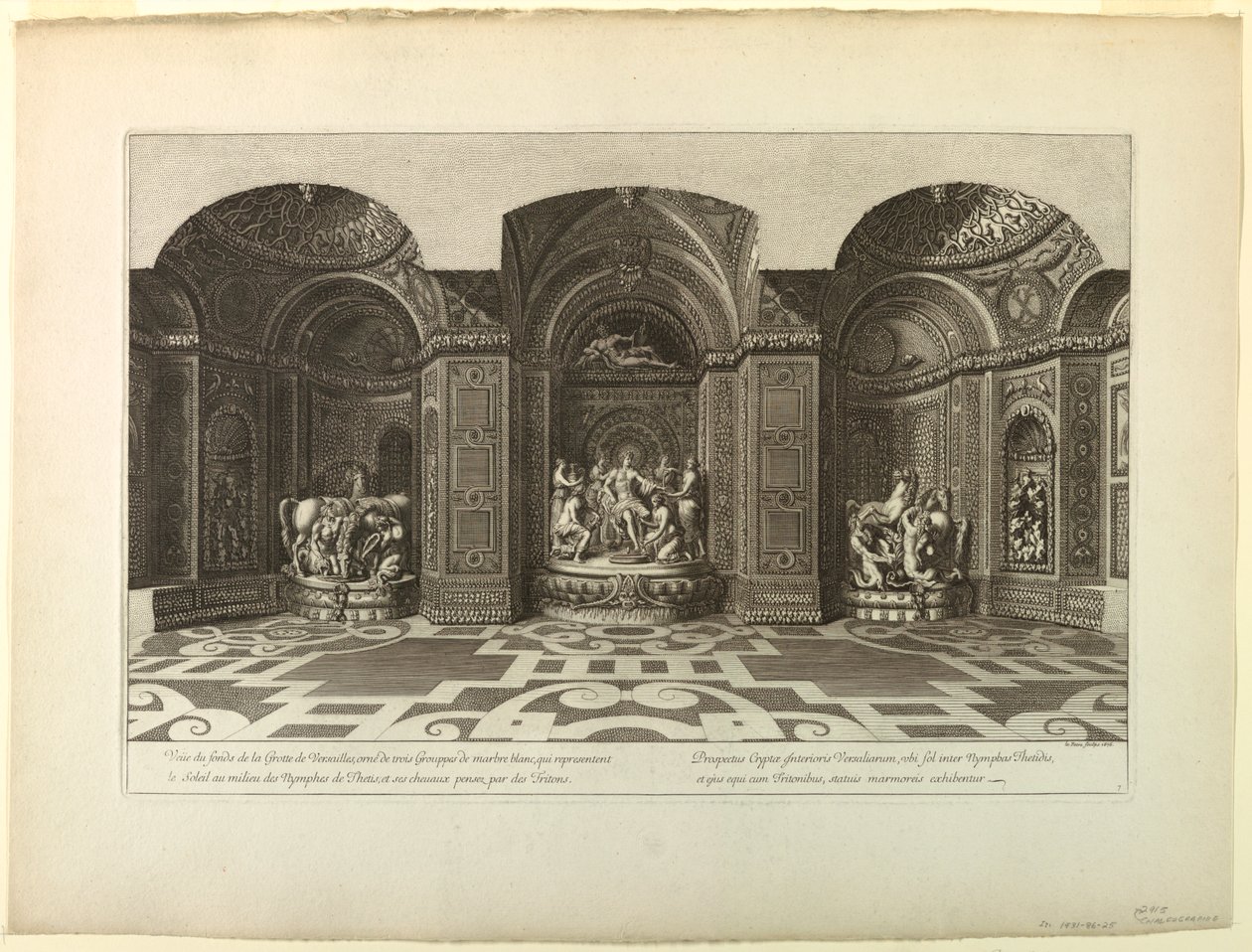 Gravura: Versalhes, Gruta, Interior. de Unknown artist