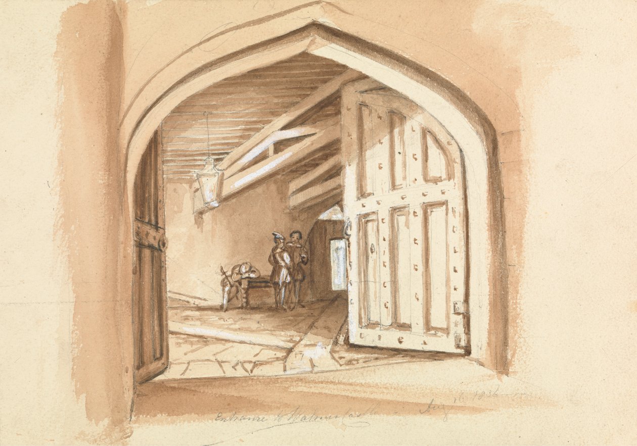 Entrada no Castelo de Walmer; esboços de portas de Unknown artist