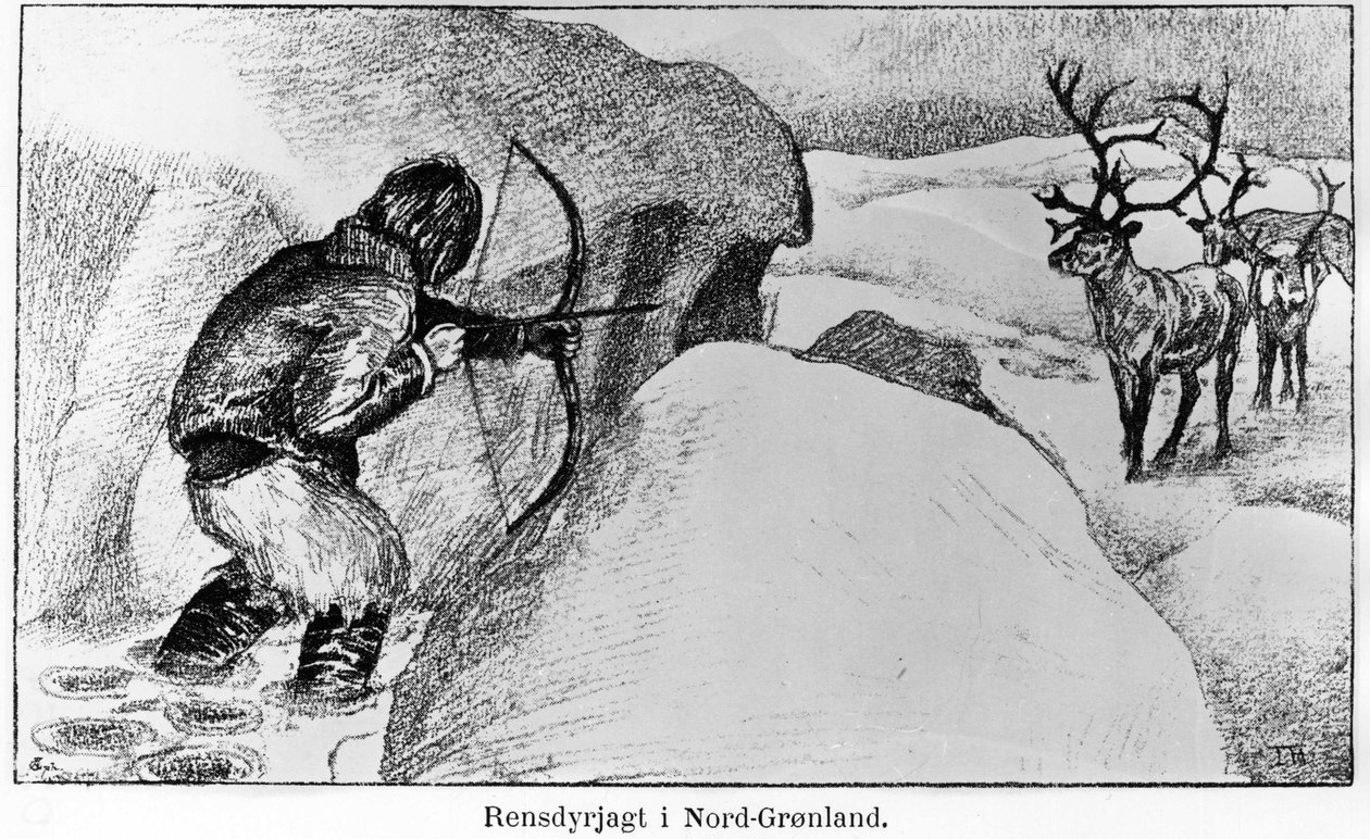 Caça ao esquimó com um arco - Ervin Astrup, North Blandt Polens Naboer Kistriana de Unknown artist