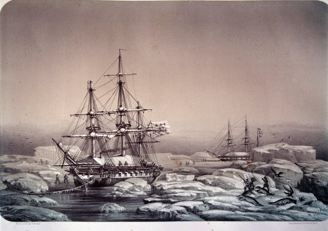 Expedições na Antártica (pólo sul): o navio "Astrolabe" (novo nome da "Shell") de Jules Dumont d