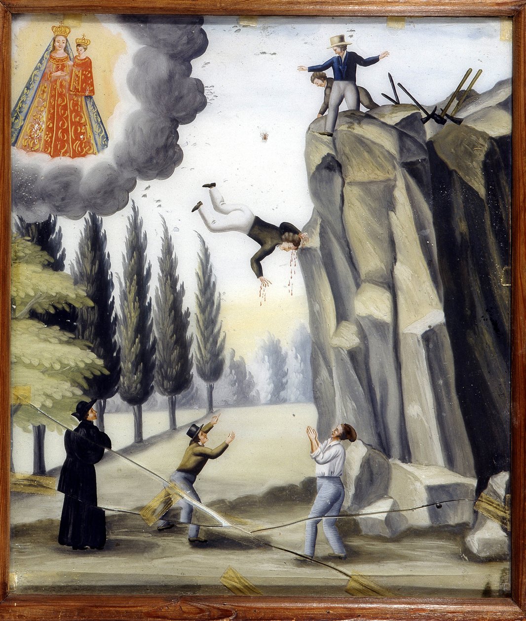 Queda de uma rocha - ex-voto de Notre Dame de Laghet de Unknown artist