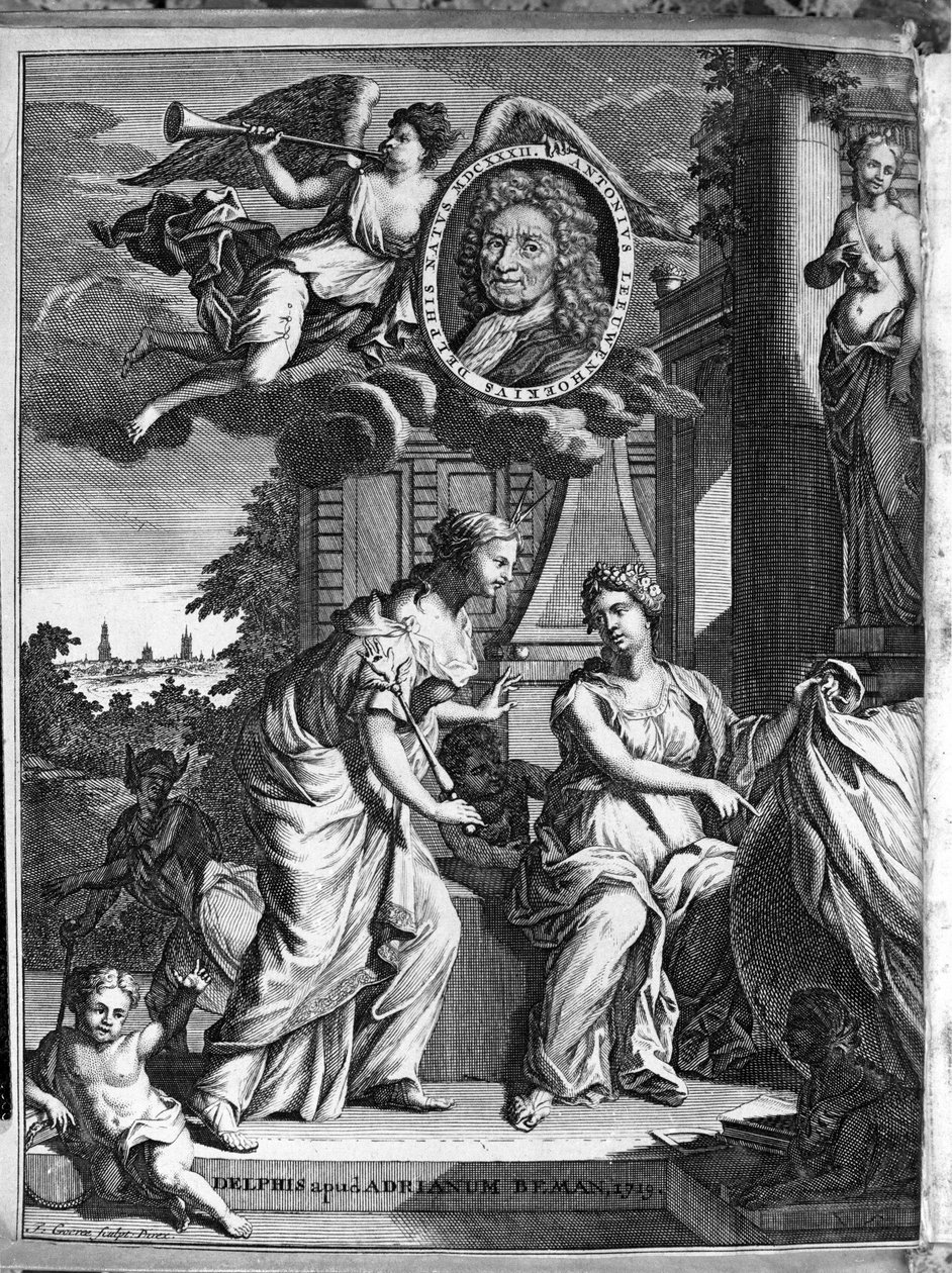 Falso título da obra completa do comerciante e estudioso holandês Antoine van Leeuwenhoek (ou Leeuvenhoek Leeuwenhoeck) (ou Antoni ou Anthonie) (1632-1723) 1719. de Unknown artist