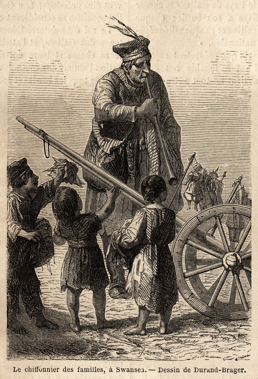 Trapo de família em Swansea. Desenho de Durand Brager, para ilustrar uma visita às principais fábricas do País de Gales em 1862, por L.Simonin. Gravura em "Le tour du monde", editado por Edouard Charton de Unknown artist