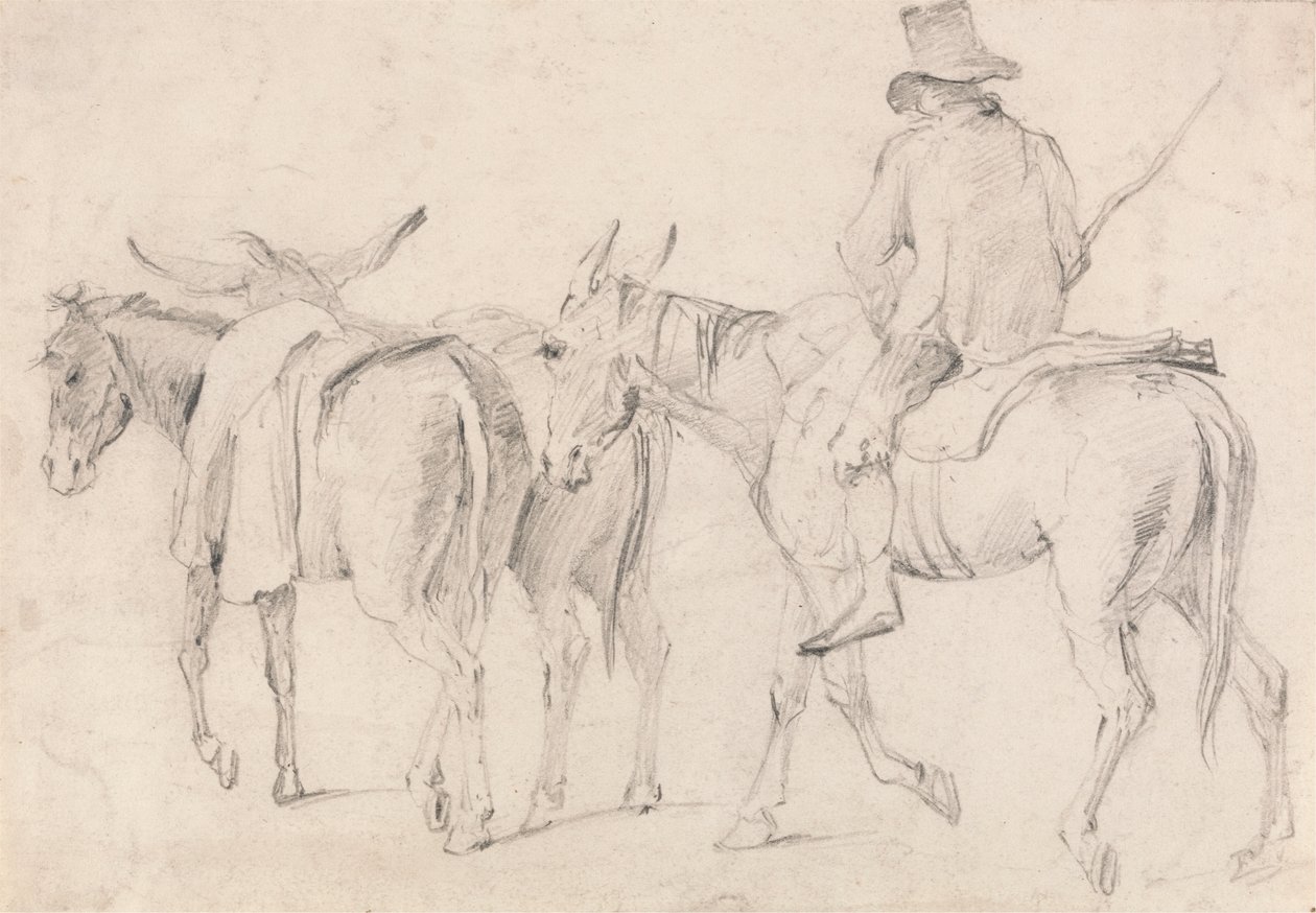 Agricultor com Mulas de Unknown artist