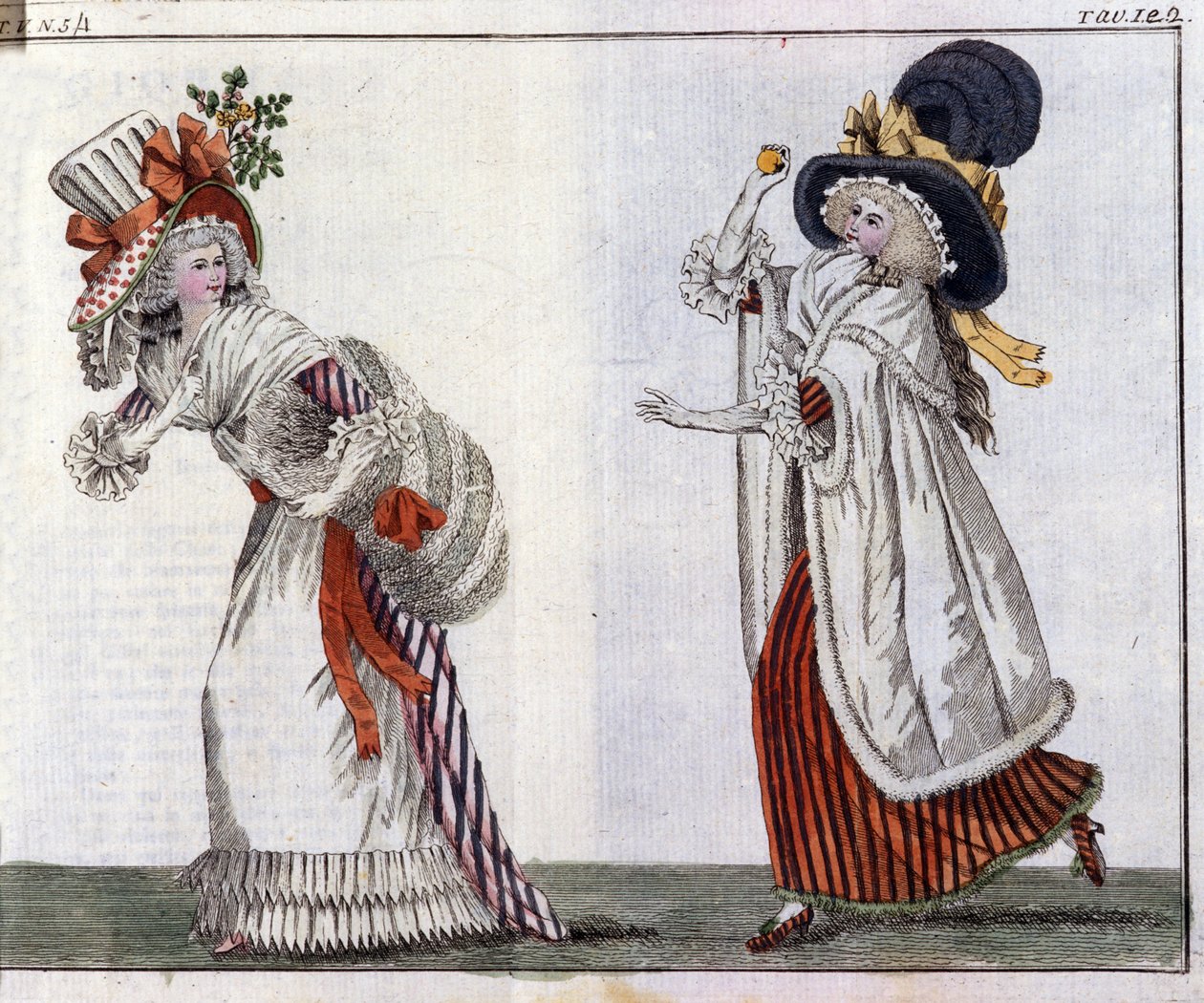 Moda: jovens elegantemente mulheres. 1788 de Unknown artist
