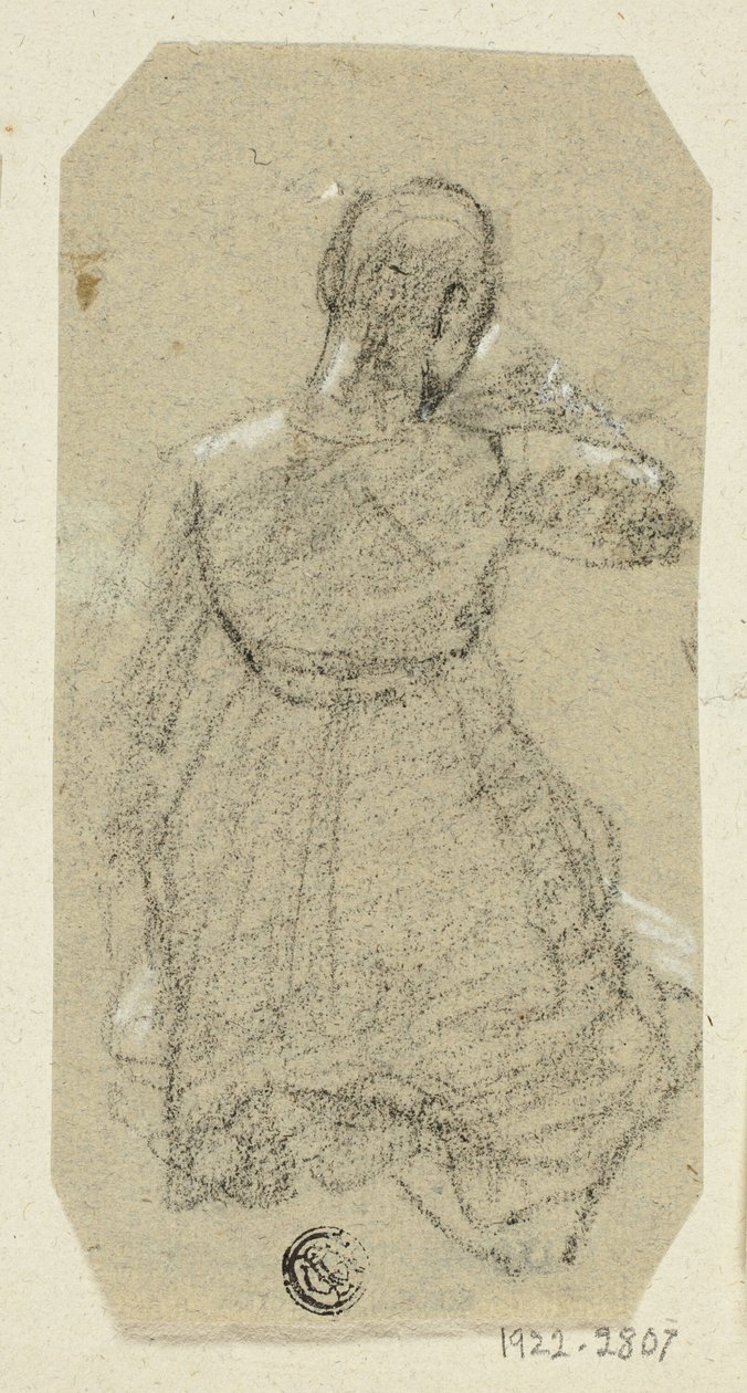 Figura feminina ajoelhada, vista por trás de Unknown artist