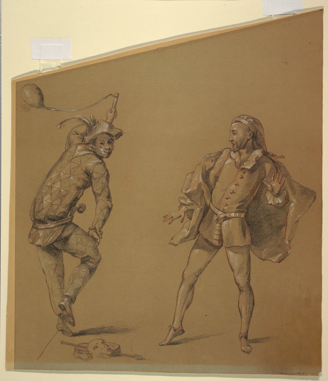 Estudos de figuras para um design de uma capa de clavicórdio de Unknown artist