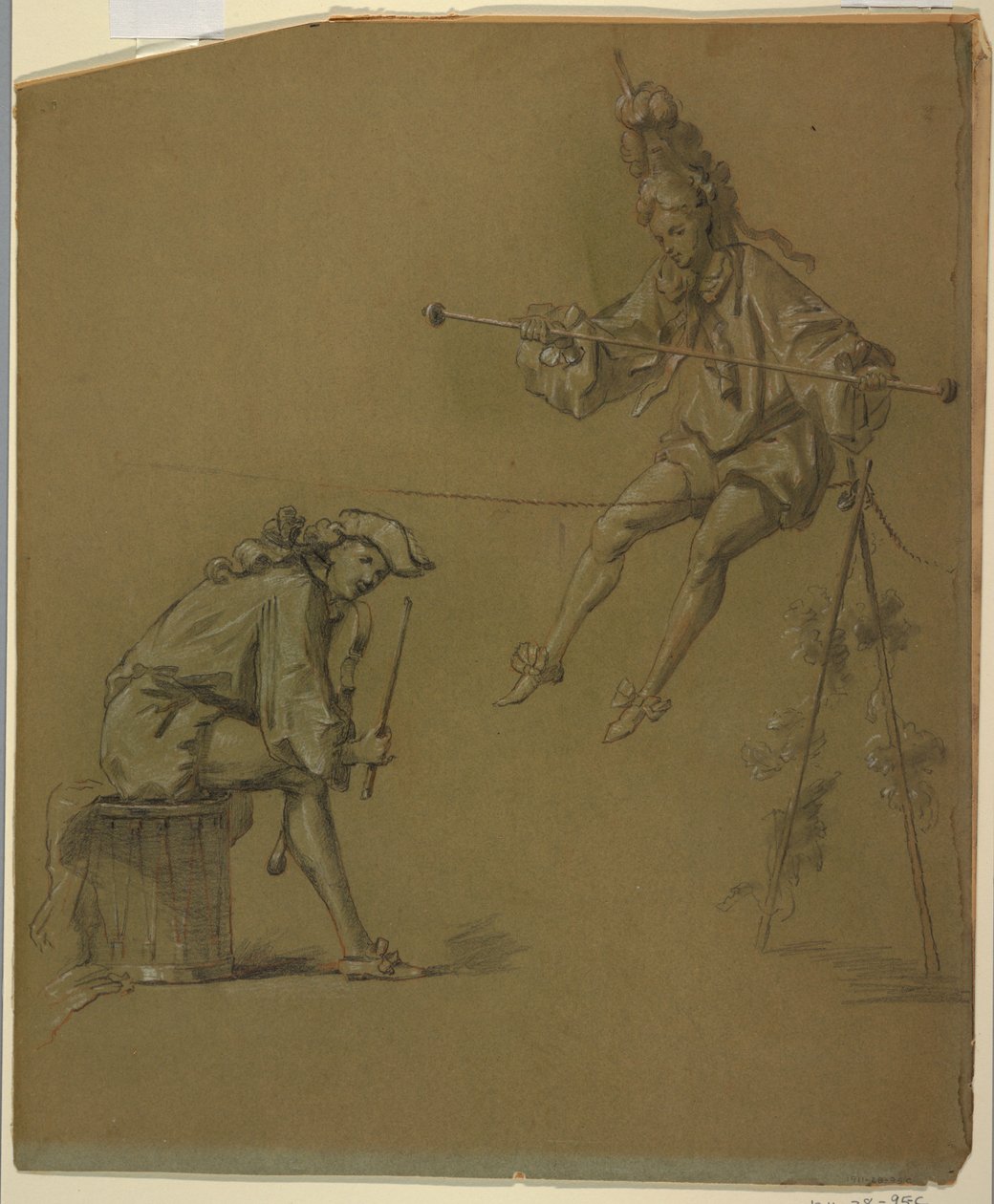 Estudos de figuras para um design de uma capa de clavicórdio de Unknown artist