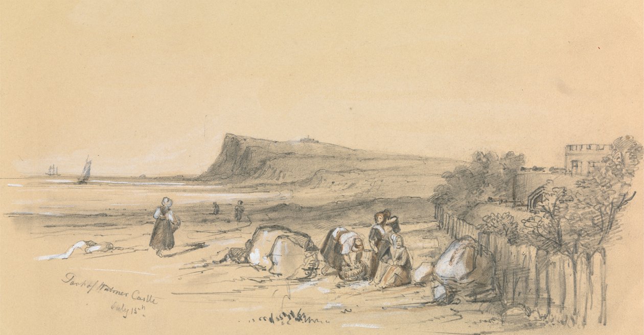 Números numa Praia com Castelo de Walmer à Distância de Unknown artist