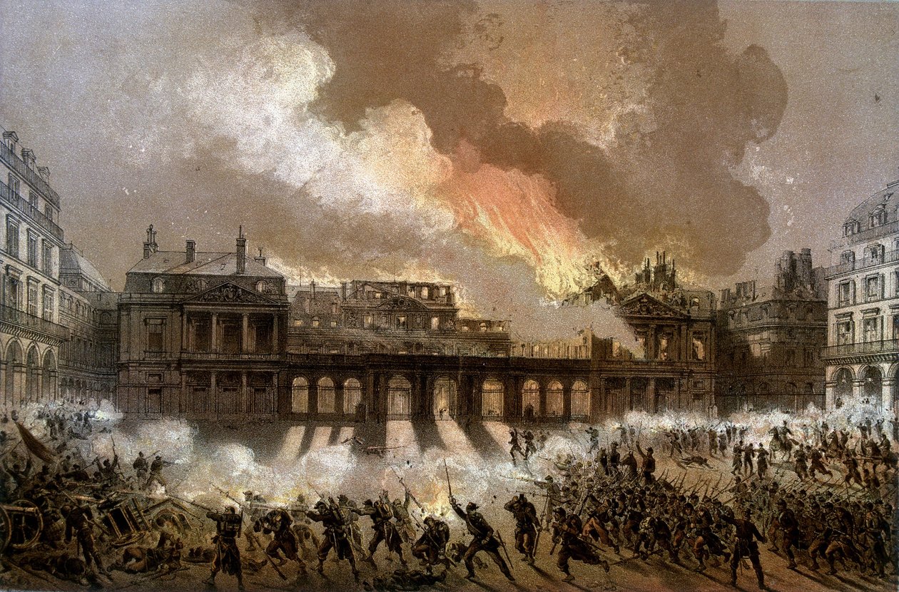 Incêndio do Palácio Real em 24 de Maio de 1871 - litografia, final do século XIX de Unknown artist