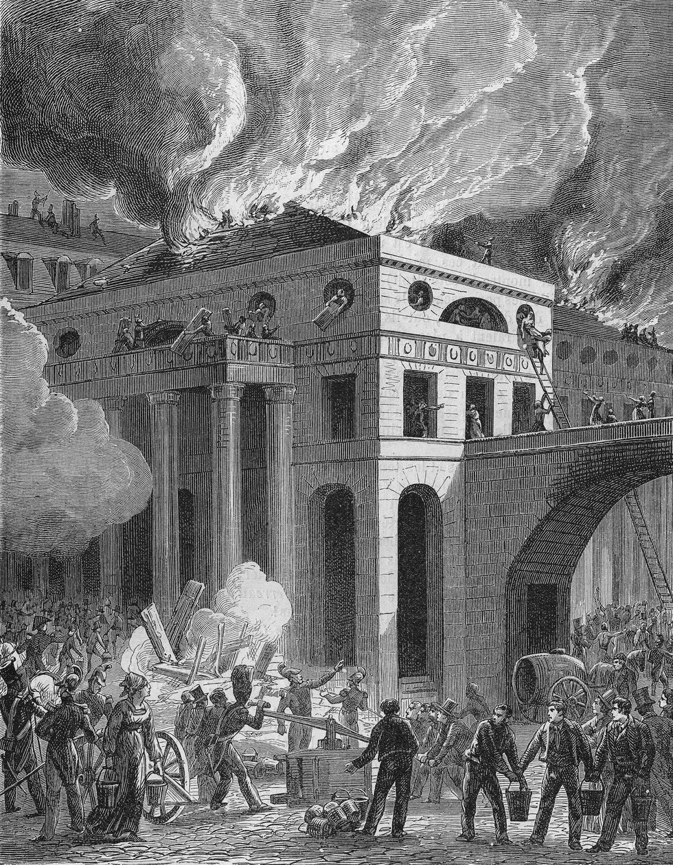 Incêndio do teatro do Odeon em Paris em 1820/ de Unknown artist