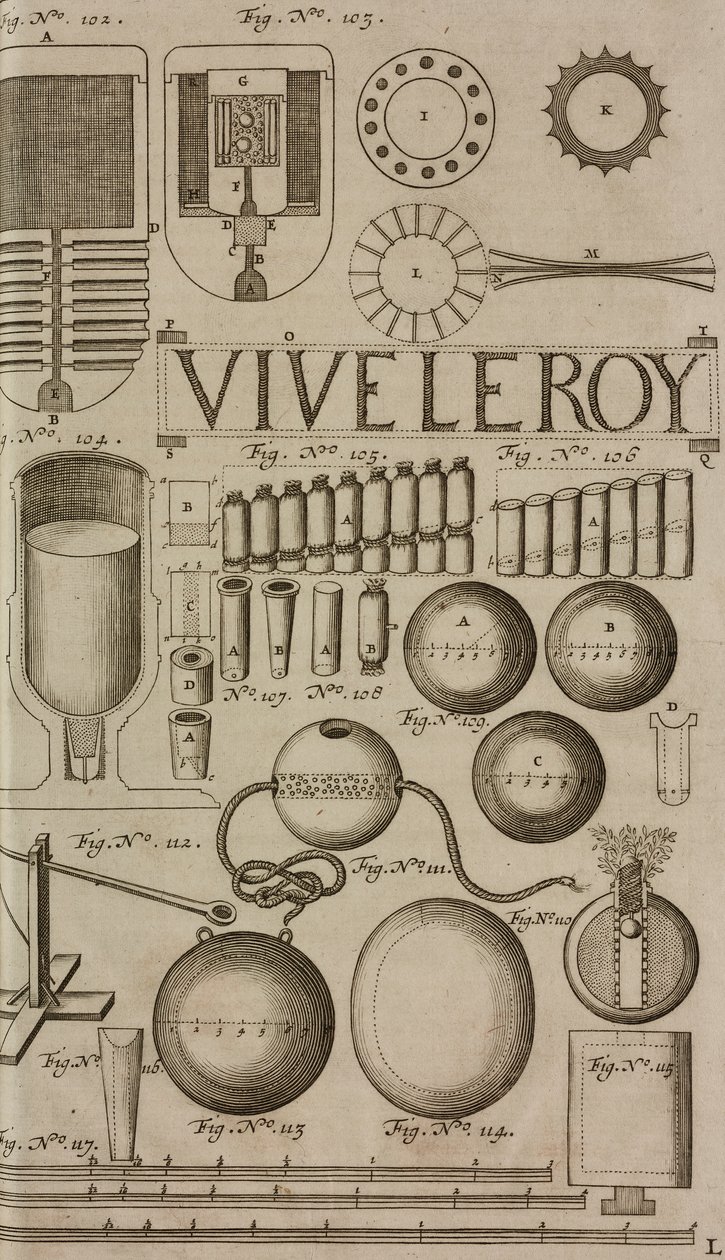 Foguetes e fogo de artifício, gravura de Grand Art d
