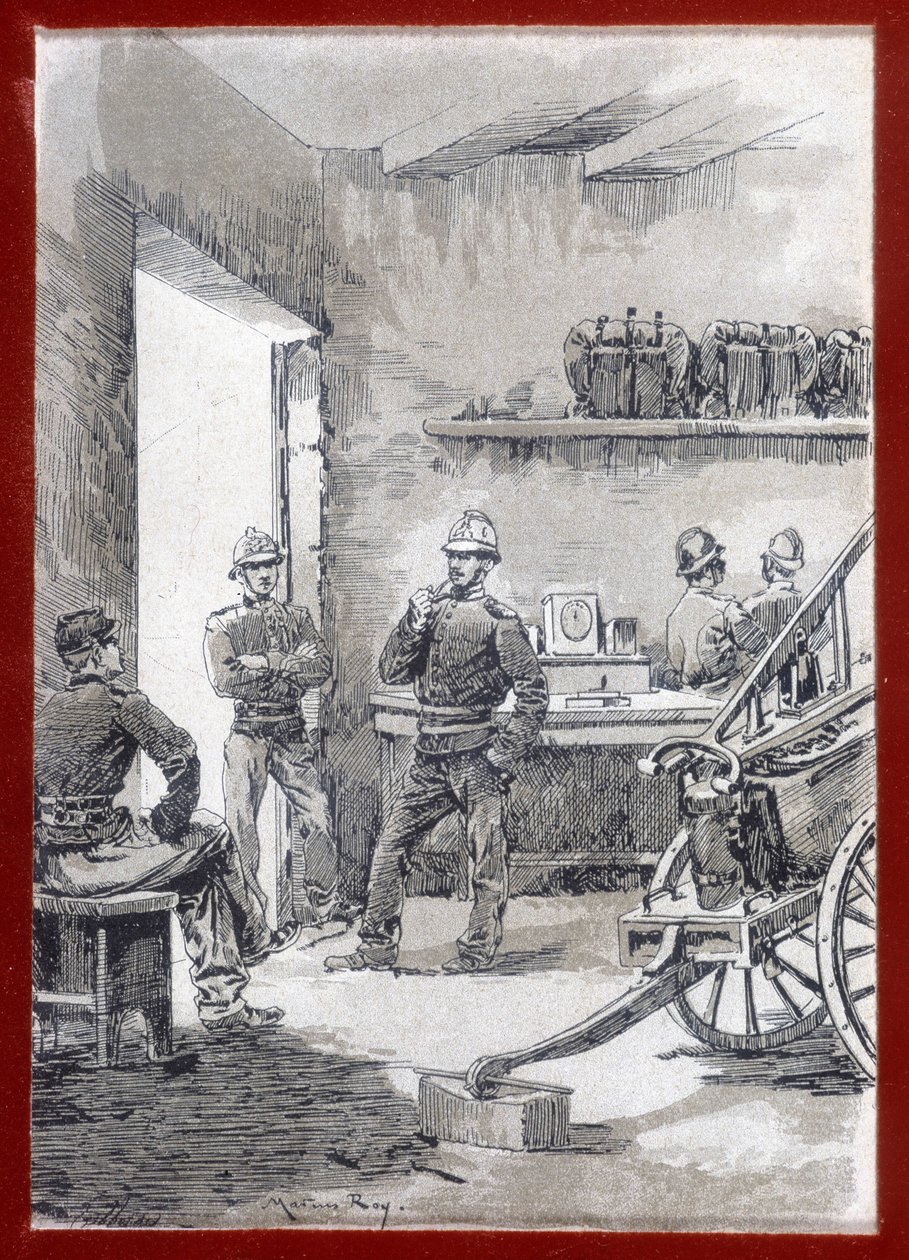 Bombeiros em um quartel: posto da cidade - n.d de Unknown artist