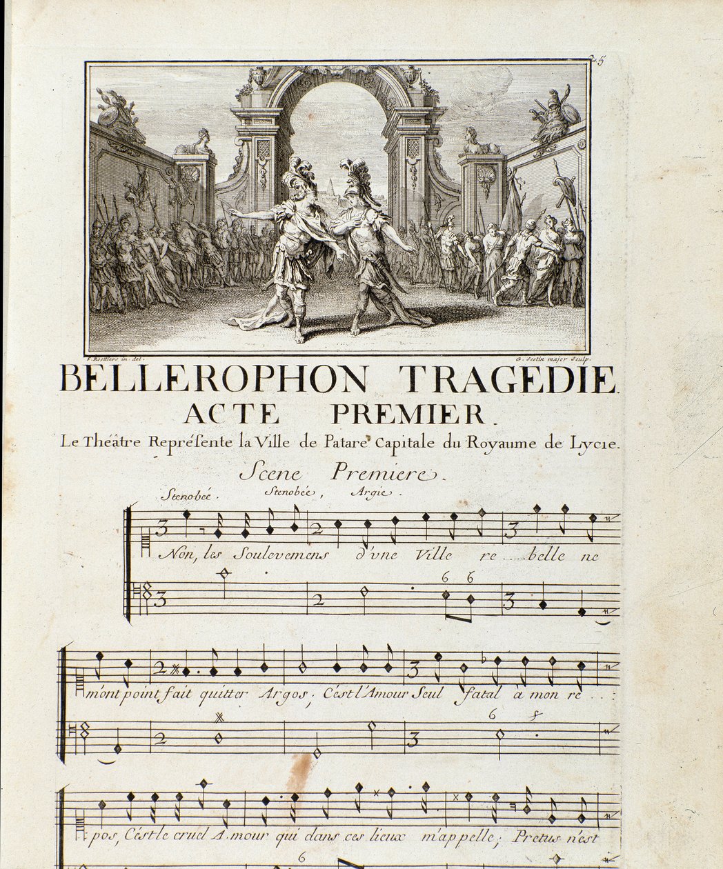 Primeiro Acto de "Bellerophon" Tragedie Lyrique em cinco actos com um prólogo de Jean Baptiste Lully (Giovanni Battista Lulli) (Jean-Baptiste) (1632-1687). 1714. de Unknown artist