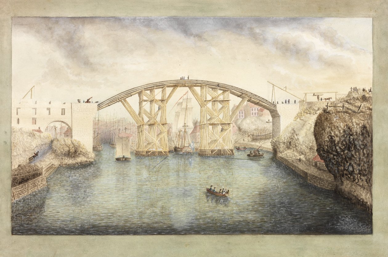 Primeira ponte Sunderland em construção de Unknown artist
