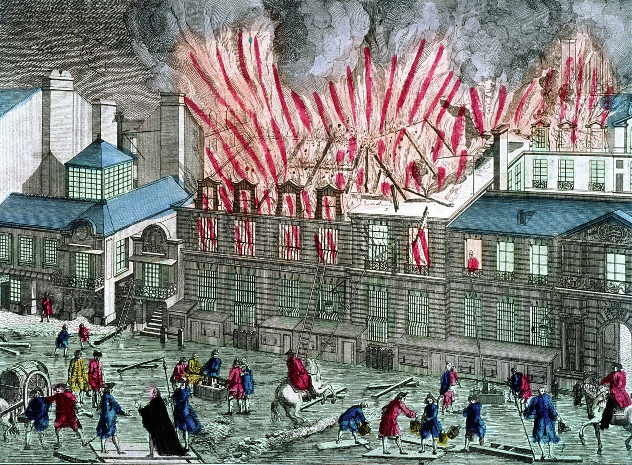 Primeiro incêndio da Opera du Palais Royal no dia 6 de Abril de Unknown artist