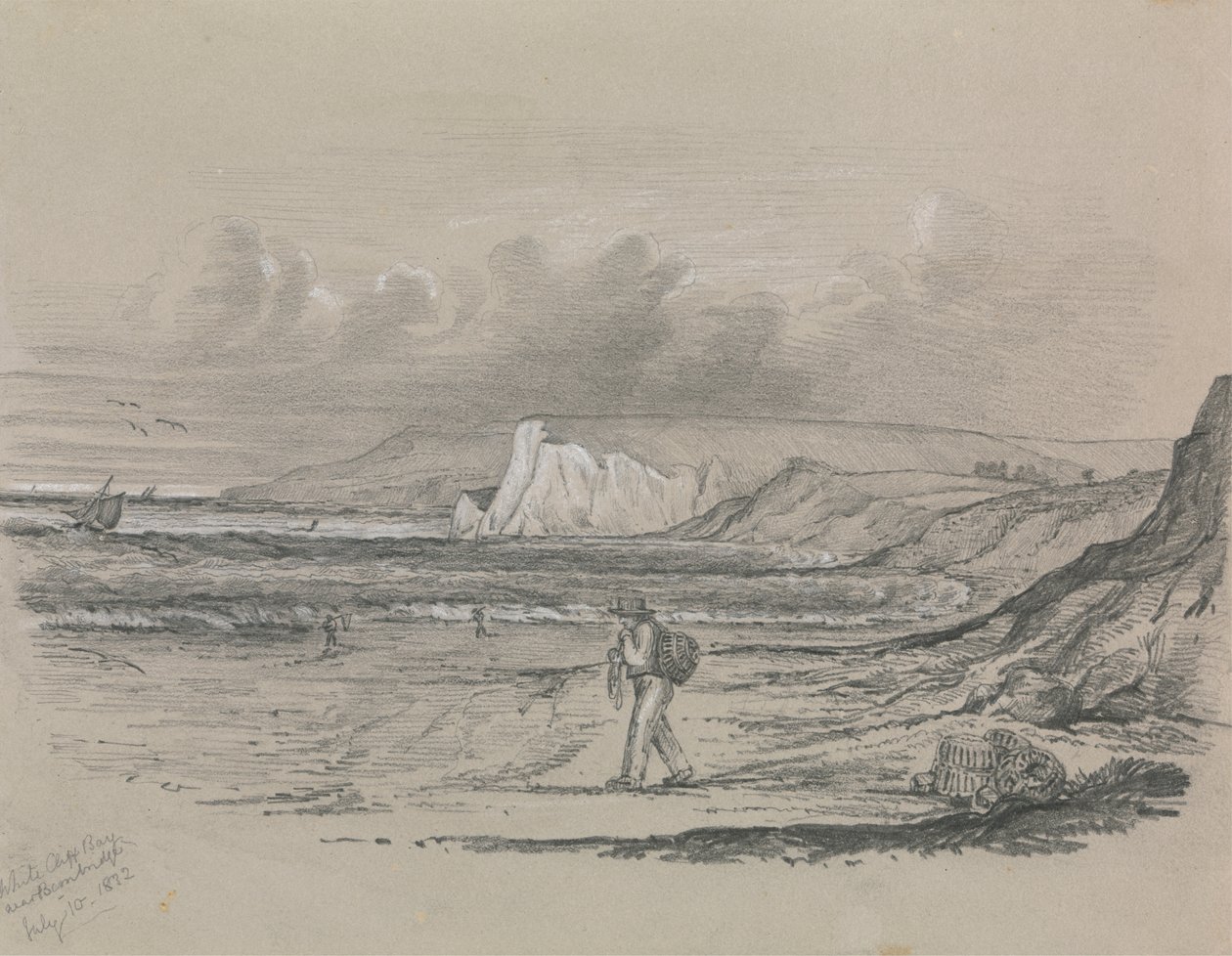 Pescadores na Baía de White Cliff de Unknown artist