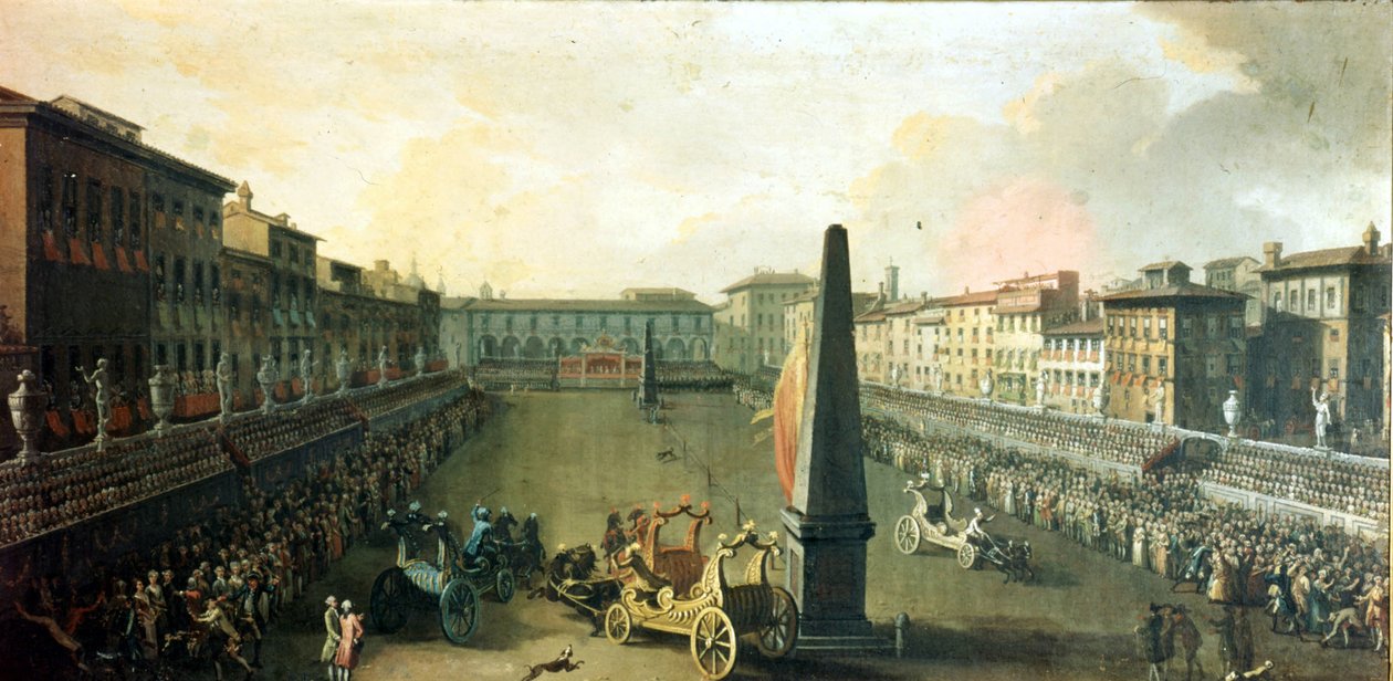 Florença, espectáculo na Praça Santa Croce. Óleo sobre tela de Unknown artist