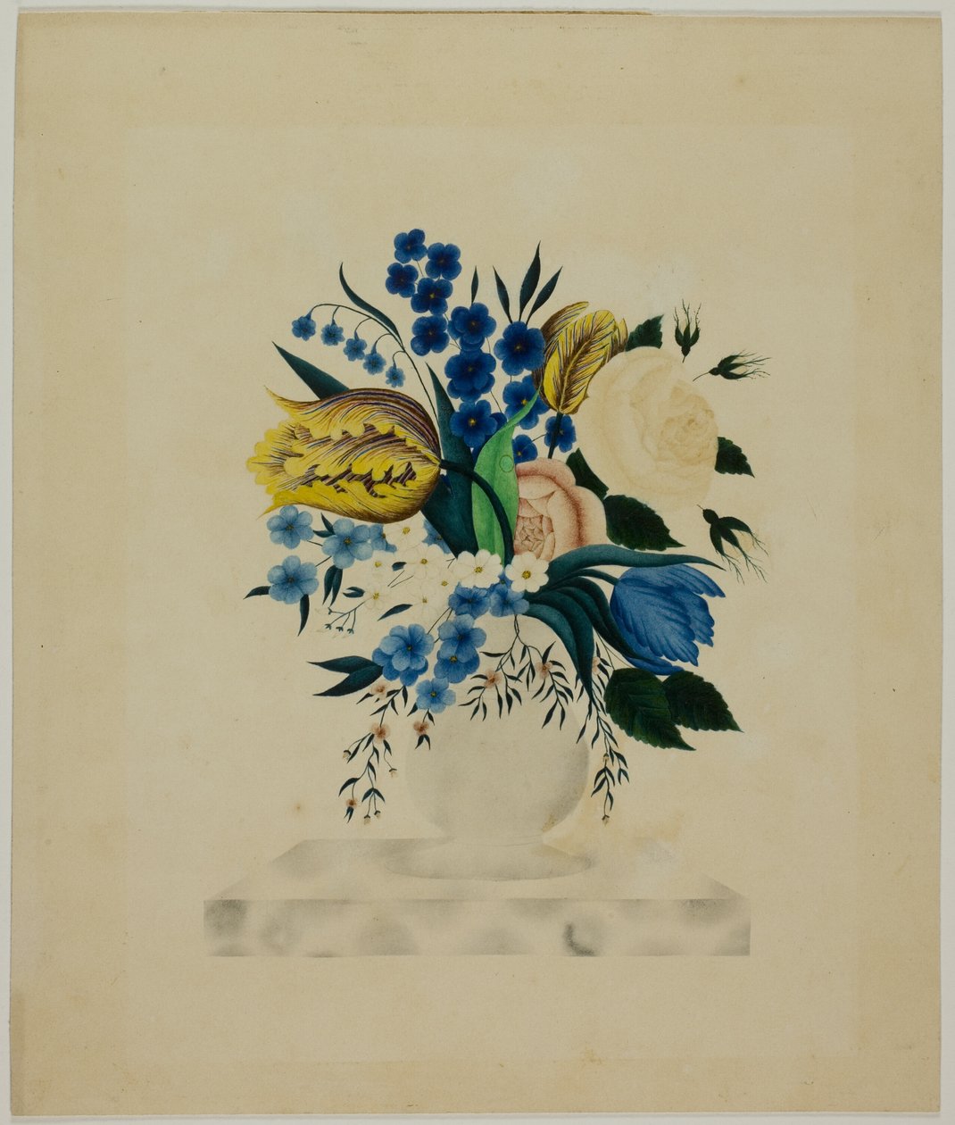 Flores em um vaso de mármore de Unknown artist