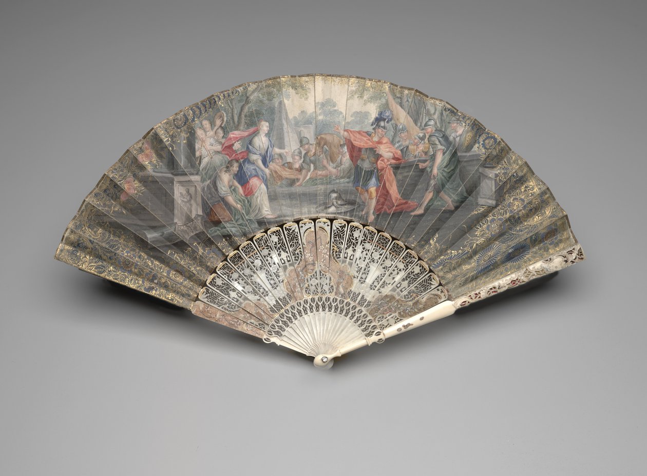 Leque dobrável com Jefté conhecendo sua filha, c.1740s-50s de Unknown artist